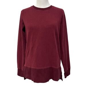 L.L. Bean Women's Cozy Split Hem Pullover Sweatshirt Sz Small Burgundy #510661